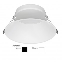 Foco empotrar LED fijo Redondo Ø206mm KONIC 24W 100º UGR19 IP54, Blanco ó Negro